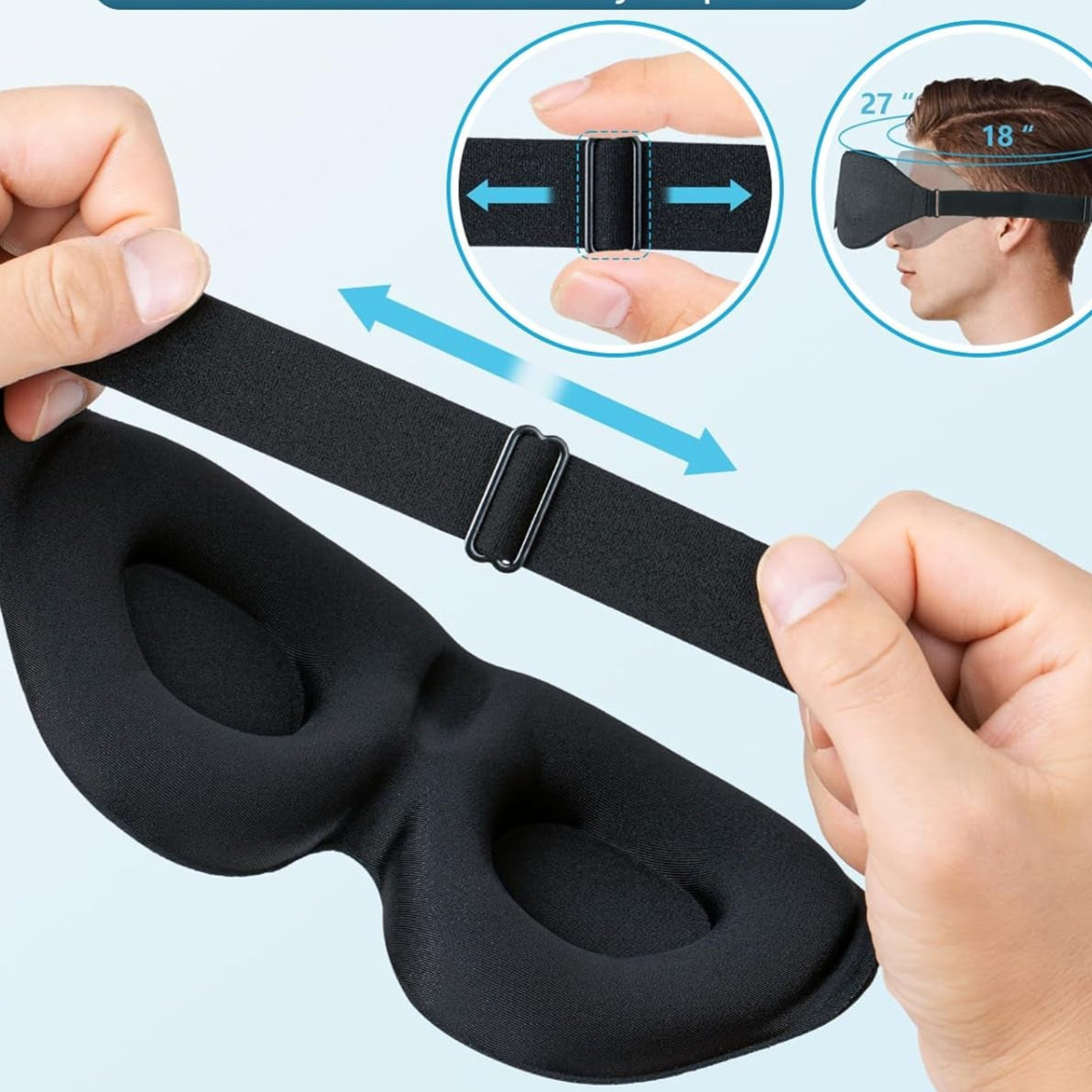 Sleep Mask for Side Sleeper, Light Blocking Sleeping Eye Mask for Women Men, 3D Contoured Cup Night Blindfold, Luxury Eye Cover Eye Shade with Adjustable Strap for Travel, Nap, Black
