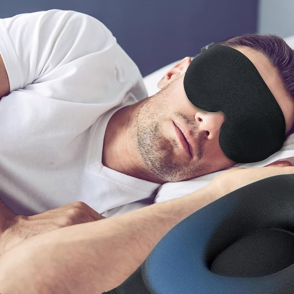 Sleep Mask for Side Sleeper, Light Blocking Sleeping Eye Mask for Women Men, 3D Contoured Cup Night Blindfold, Luxury Eye Cover Eye Shade with Adjustable Strap for Travel, Nap, Black